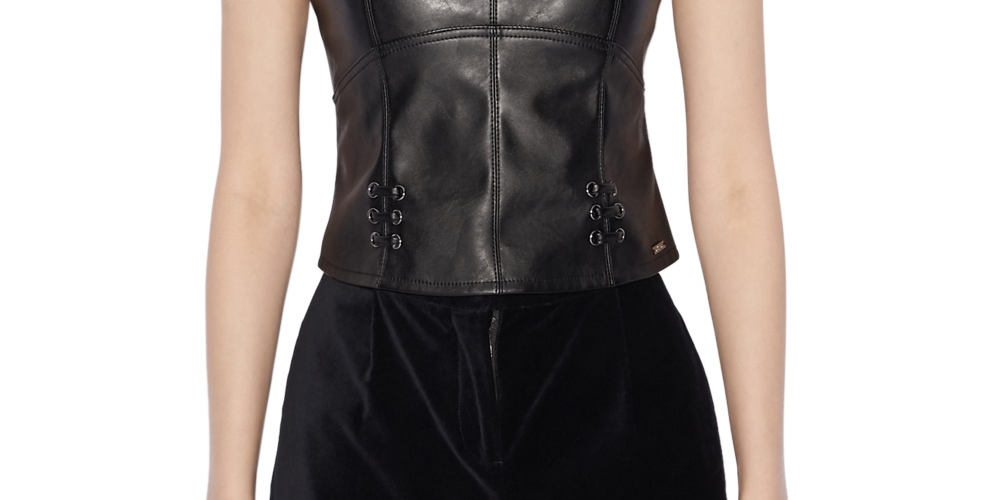 Ax Armani Exchange Women's Faux Leather Tank Top Black Size X-Small