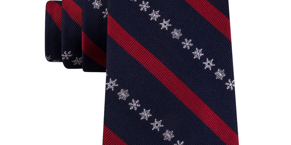 Tommy Hilfiger Men's Snowflake Stripe Tie Red Size Regular
