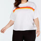 Dickies Women's Trendy Plus Size Logo Stripe Graphic T-Shirt White Size XX-Large