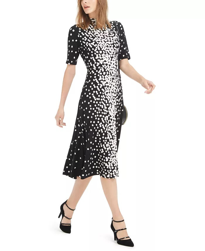 Alfani Women's Petite Mock-Neck Tie-Back Dress Black Size Petite Small