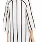 Alfani Women's Striped Roll Tab Tunic White Size Medium