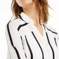 Alfani Women's Striped Roll Tab Tunic White Size Medium