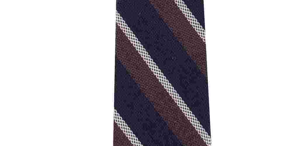 Tommy Hilfiger Men's Slim Textured Stripe Tie Brown Size Regular