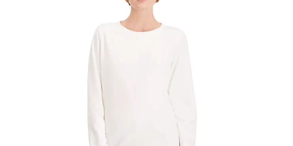 Karen Scott Women's Petite Microfleece Top White Size Petite S