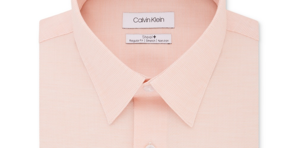 Calvin Klein Men's Steel Classic Regular Non Iron Stretch Performance Dress Shirt Orange Size 18X34X35