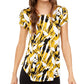 Alfani Women's Printed Round Hem T Shirt Yellow Size Petite Small