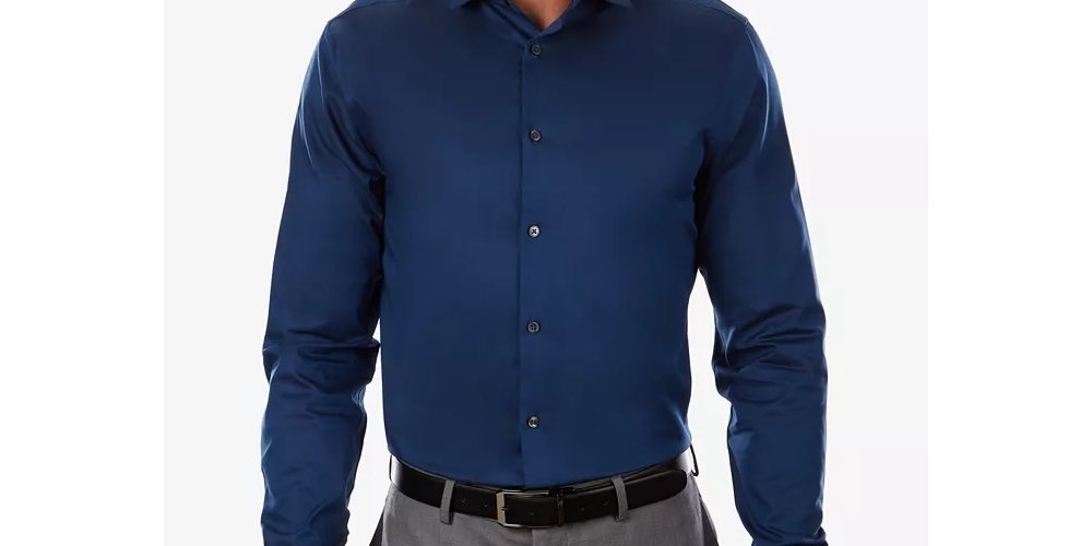 Calvin Klein Men's Dress Shirt Extreme Slim Fit Button-Down Blue Size 15X34-35