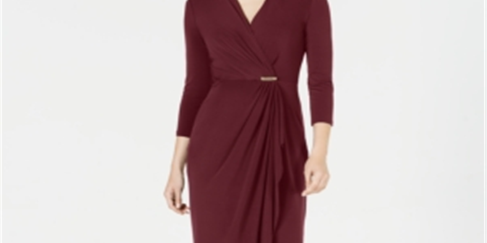 Charter Club Women's Hardware Faux Wrap Dress Red Size XS