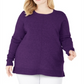 Karen Scott Women's Scoop Neck Ribbed Trim Pullover Sweater Purple Size 0X