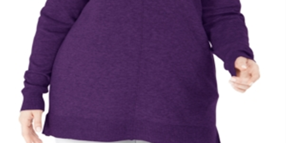 Karen Scott Women's Scoop Neck Ribbed Trim Pullover Sweater Purple Size 0X