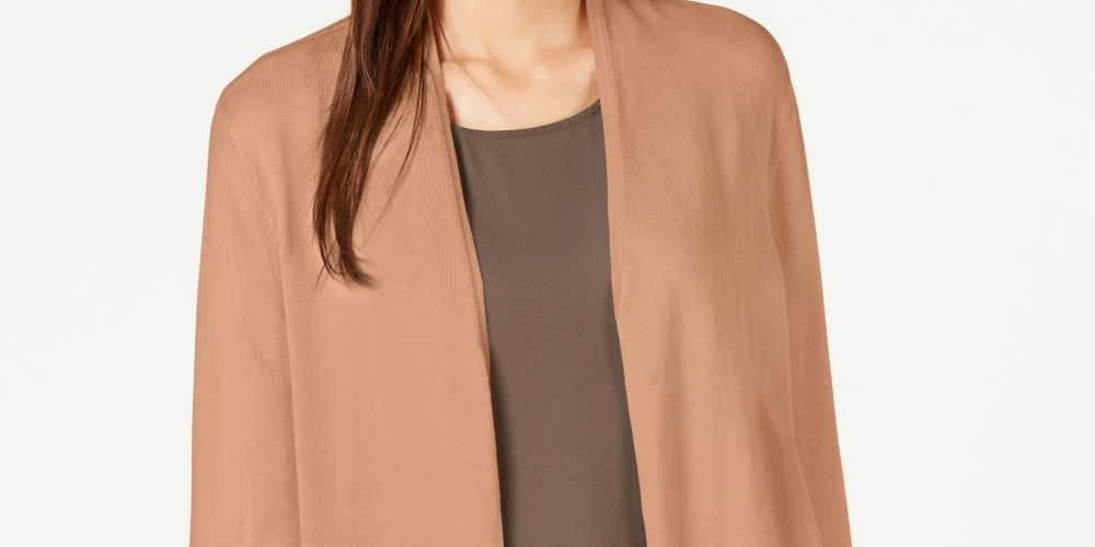 Alfani Women's Tie-Sleeve Cardigan Taupe Size X-Small