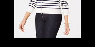 Charter Club Women's Petite Striped Toggle-Closure Cardigan White Size Petite L