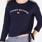 Tommy Hilfiger Women's Sport Logo Side-Tie Sweatshirt Black Size XX-Large