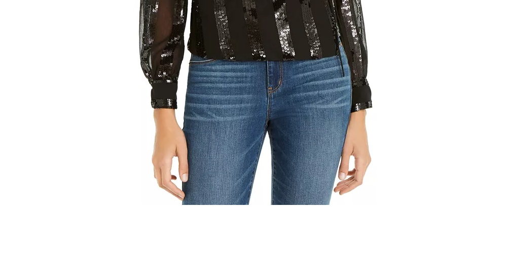 INC International Concepts Women's Sequinned-Stripe Wrap Top Black Size XX-Large