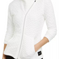 Calvin Klein Women's Jacquard Asymmetrical Zip Hooded Jacket Sand Size Large