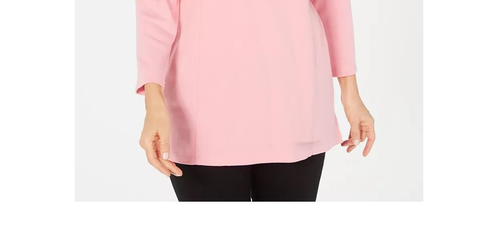 Karen Scott Women's Cotton Half-Zip Mock-Neck Top Purple Size X-Small
