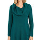 Style & Co Women's Petite Cowlneck Tunic Sweater Green Size PM