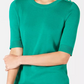 Charter Club Women's Petite Elbow-Sleeve Sweater Green Size PXL