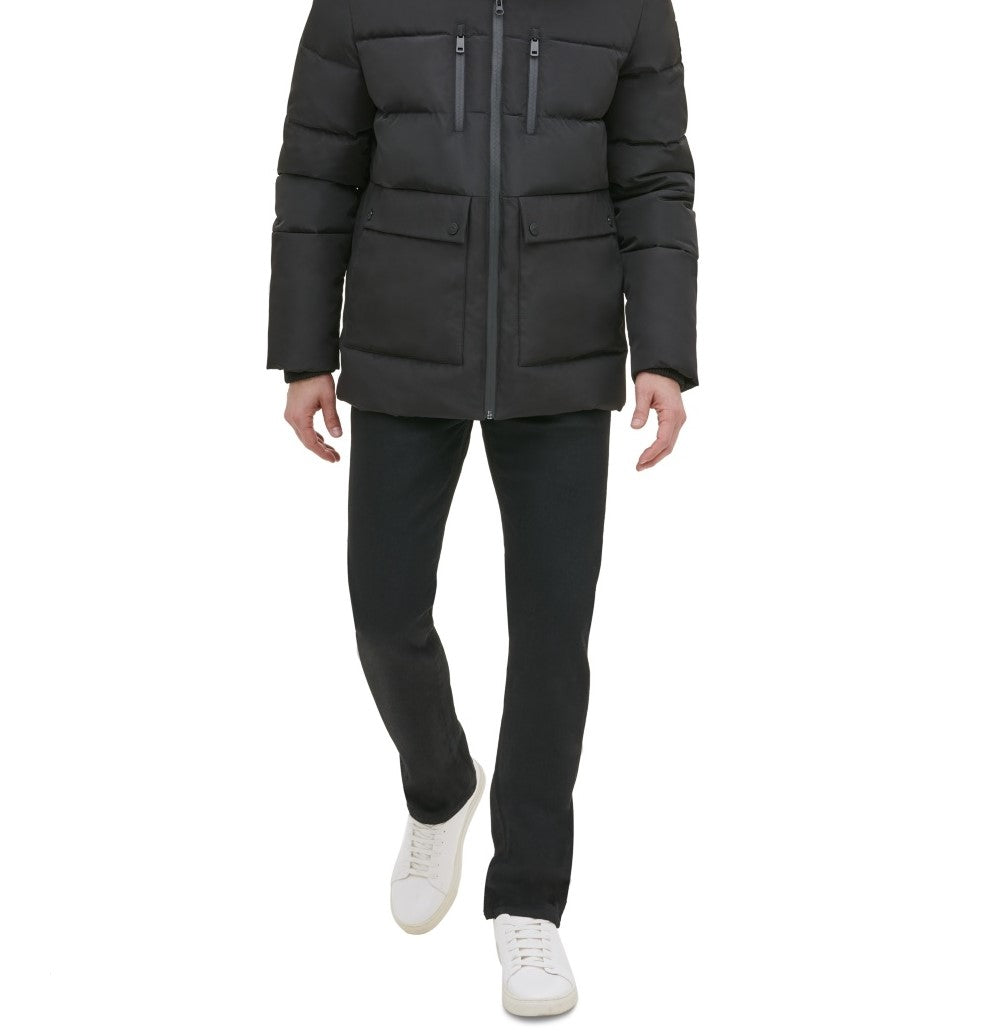 Kenneth Cole Men's Hooded Puffer Jacket Black Size Small