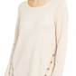 Alfani Women's Ribbed Embellished Pullover Sweater Beige Size Small