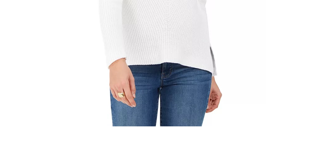 Style & Co Women's Ribbed V-Neck Cotton Sweater Cloud Blue Size XX-Large