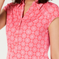 Charter Club Women's Printed Cap-Sleeve Polo Top Pink Size X-Large