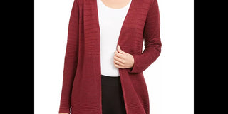 Alfani Women's Metallic Open-Front Cardigan Red Size X-Small