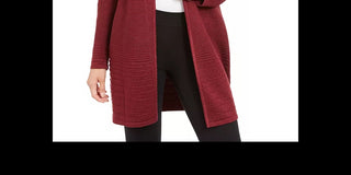 Alfani Women's Metallic Open-Front Cardigan Red Size X-Small