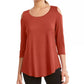 JM Collection Women's Cold-Shoulder Top Red Size X-Large