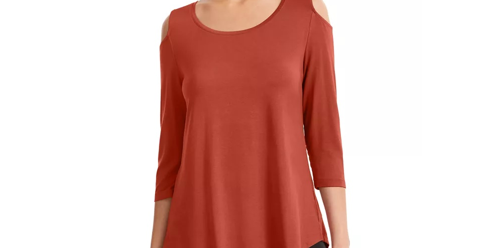 JM Collection Women's Cold-Shoulder Top Red Size X-Large