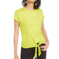 Bar III Women's Tie-Front T-Shirt Green Size Small