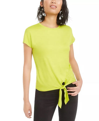 Bar III Women's Tie-Front T-Shirt Green Size Small