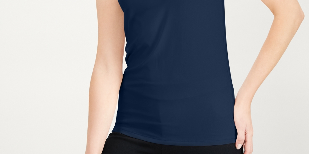 Alfani Women's Petite High Neck Tank Top Blue Size Petite Small