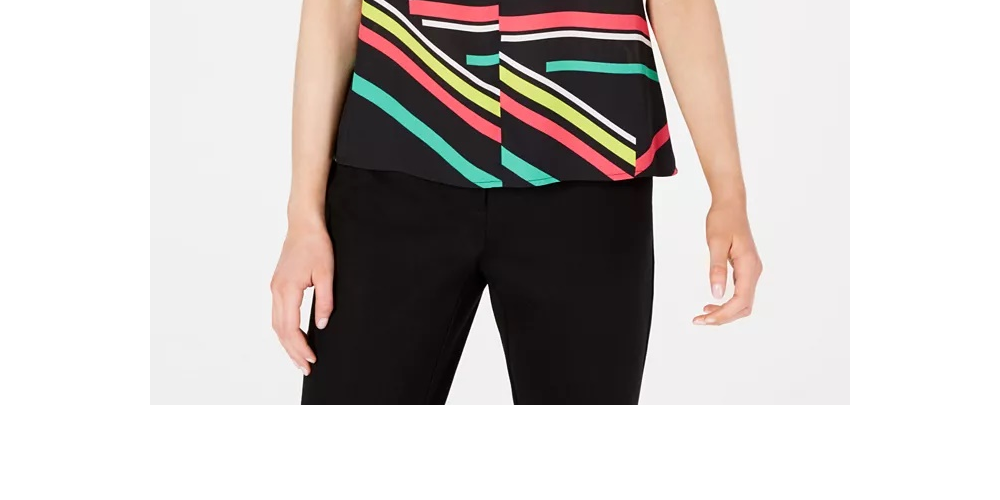 Bar III Women's Sleeveless V-Neck Blouse Black Size Large