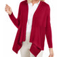 JM Collection Women's Petite Mixed-Ribbed Flyaway Cardigan Red Size PS
