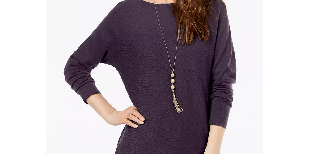 INC International Concepts Women's Shirttail Sweater Purple Size Small