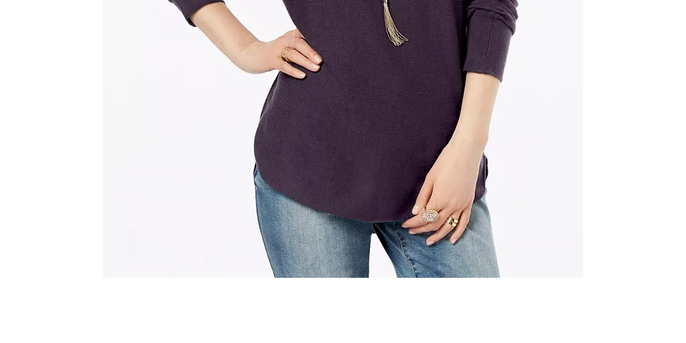 INC International Concepts Women's Shirttail Sweater Purple Size Small