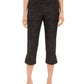 JM Collection Women's Printed Tummy-Control Capris Black Size X-Large