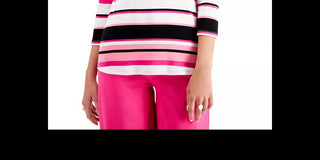 Charter Club Women's Pima Cotton Button-Shoulder Stripe Top Intrepid Blue Size Large