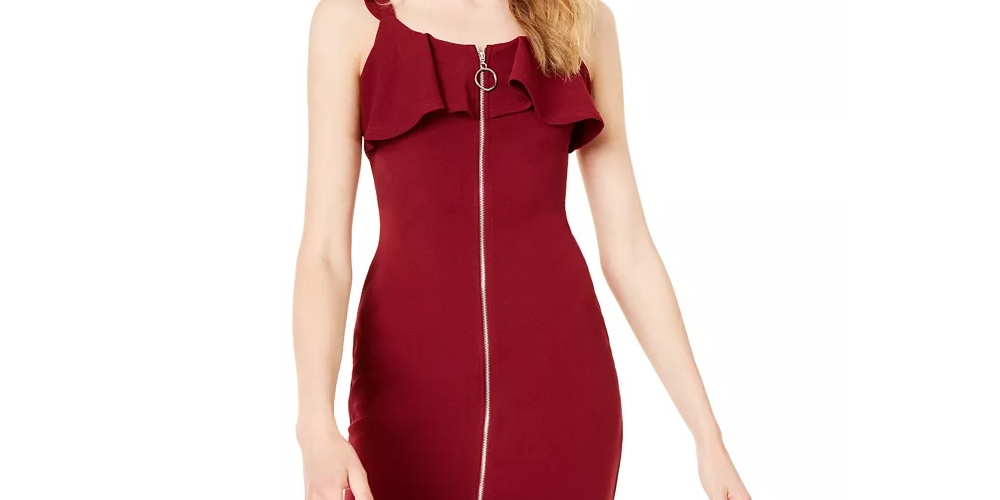 Crave Fame Juniors' Burgundy Sleeveless Body Con Cocktail Dress WineSize Small