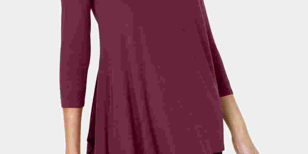 Alfani Women's Asymmetrical-Hem Top Red Size Large