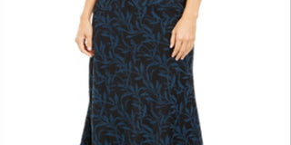 Alfani Women's Printed Asymmetrical MIDI Skirt Blue Size 14