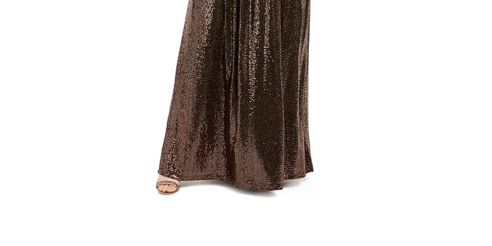 Calvin Klein Women's Plus One-Shoulder Metallic Gown Black Size 14W