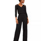 Calvin Klein Women's V-Neck Split-Shoulder Jumpsuit Black Size 12