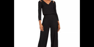 Calvin Klein Women's V-Neck Split-Shoulder Jumpsuit Black Size 12