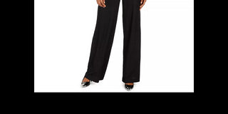 Calvin Klein Women's V-Neck Split-Shoulder Jumpsuit Black Size 12