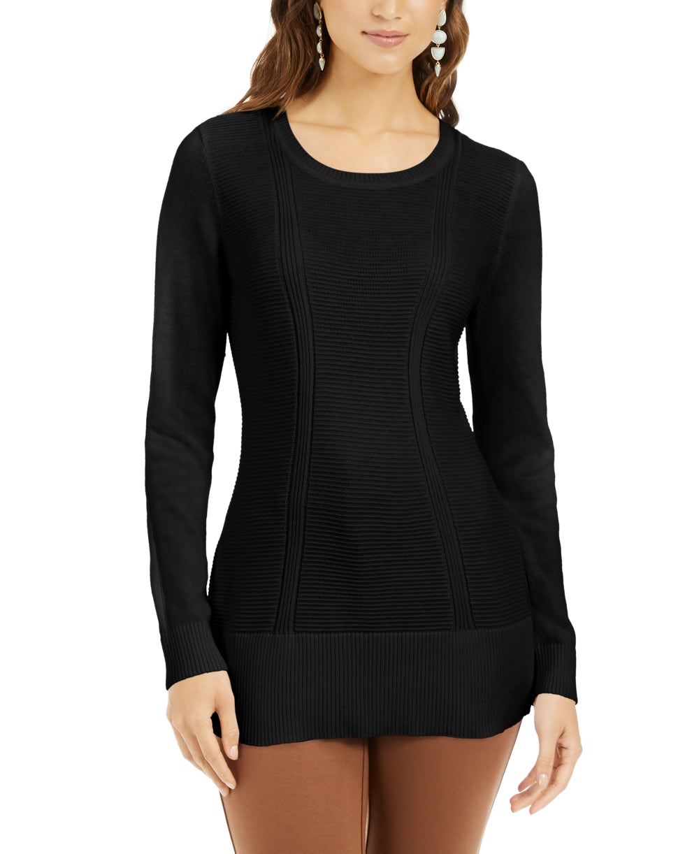 Style & Co Women's Mixed-Stitch Sweater Black Size Medium