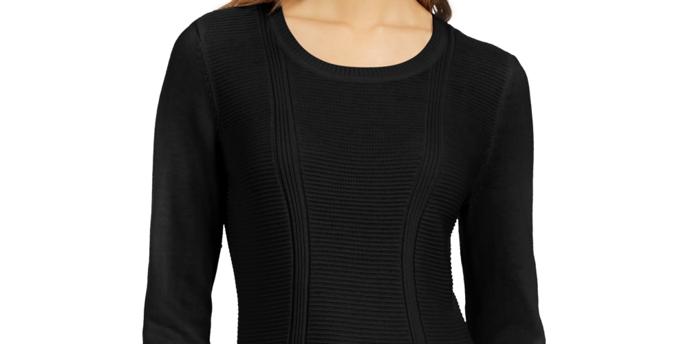 Style & Co Women's Mixed-Stitch Sweater Black Size Medium