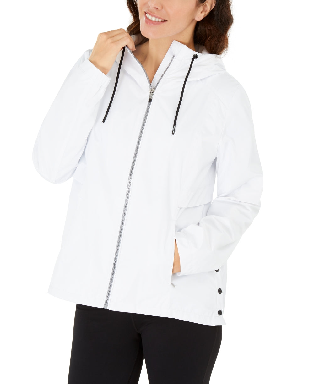 Calvin Klein Women's Performance Hooded Side-Snap Jacket White Size X-Large