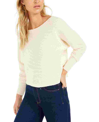 Bar III Women's Dolman Sleeve Jewel Neck Sweater White Size XX-Large